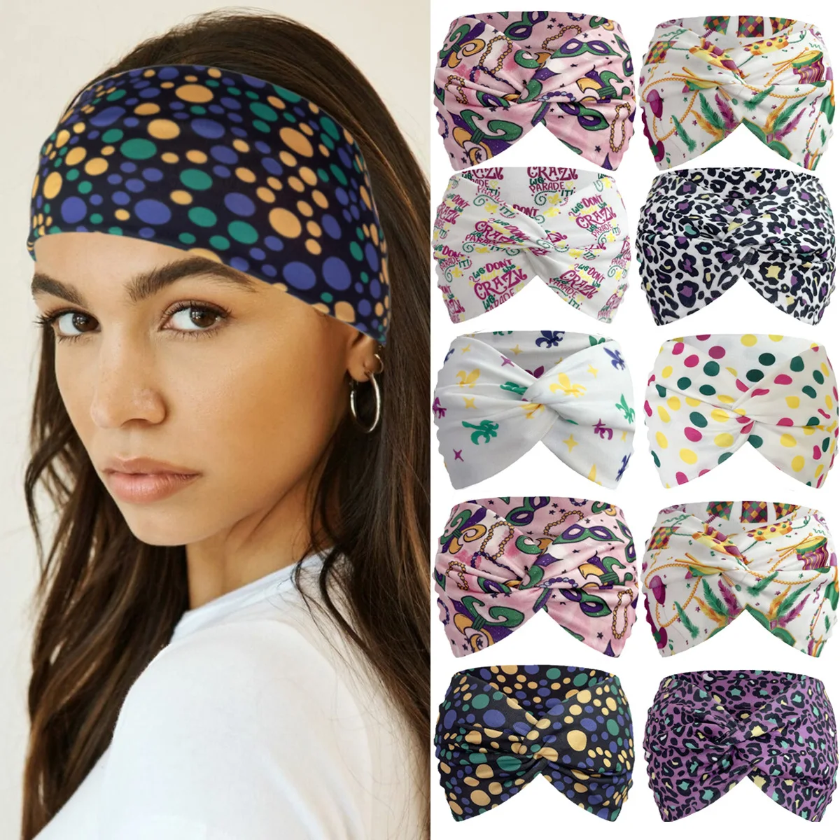 Dots Headbands Women Twisted Elastic Nonslip Hairbands Workout Leopard Head Band Turban Head Wraps Running Yoga Hair Scarfs