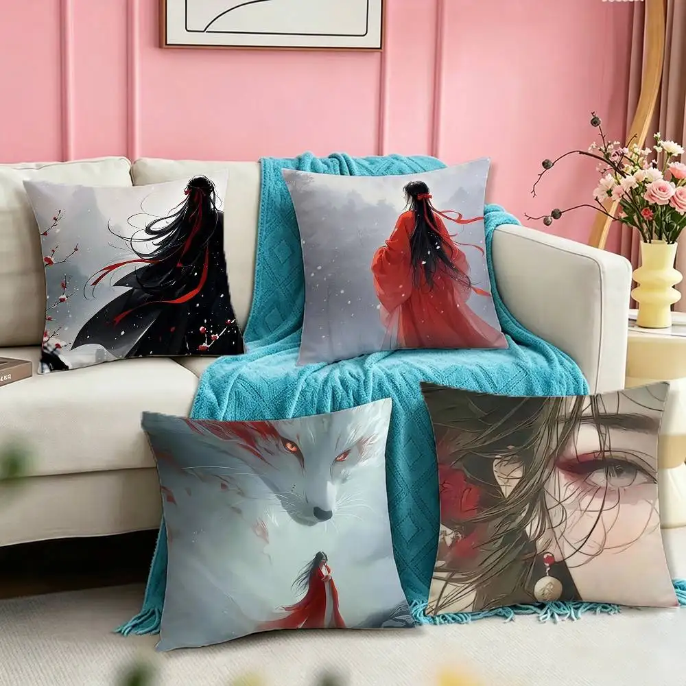 

Chinese Danmei Anime MO DAO ZU SHI Pillow Case Square Double-Sided Sofa Cushion Cover Bedroom Bedside Pillow