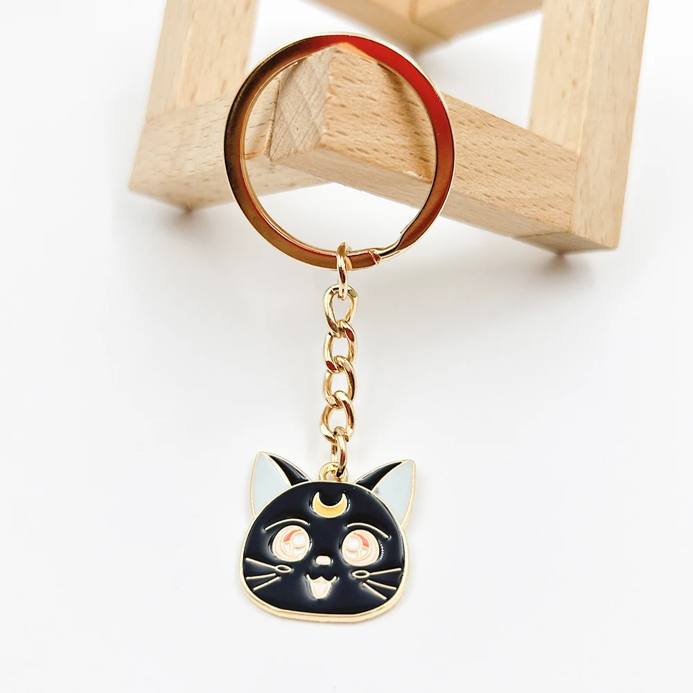 Neue Mode schwarze Katze Öl Emaille Charms Schlüssel bund Schlüssel anhänger Auto Schlüssel ring Frauen Kind Geschenk Schmuck