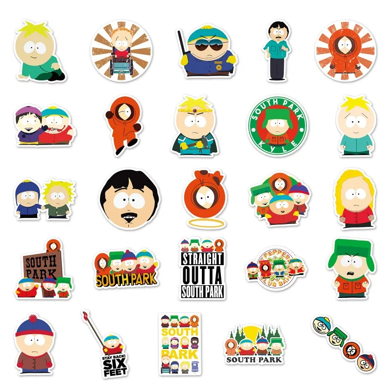 50pcs South Park Cartoon Graffiti Stickers Waterproof Decorative Water Cup Laptop Luggage Desktop Stationery Skateboard Stickers