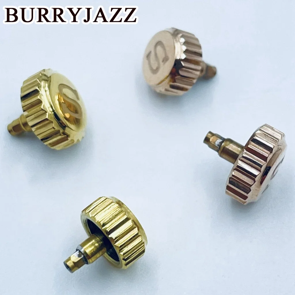 BURRYJAZZ Silver Black Rose Gold Watch Crowns Watch Parts Replacement S CrownStainless Steel For NH34 NH35 NH36 Movement