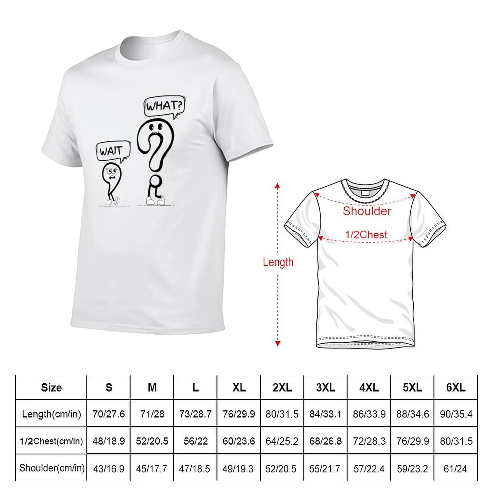 Wait, What. Comic comma and a question mark T-Shirt Breathable Sportswear T-Shirt for Men