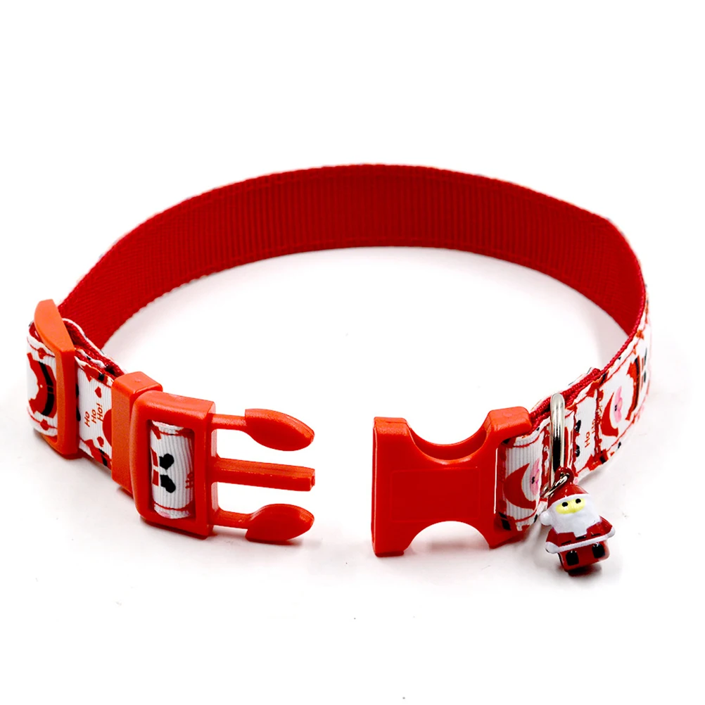 

2pcs Christmas Pet Dog Cat Collar Santa Claus Print Adjustable Nylon Neckband For Small Dogs Holiday Accessory Pet Supplies Size
