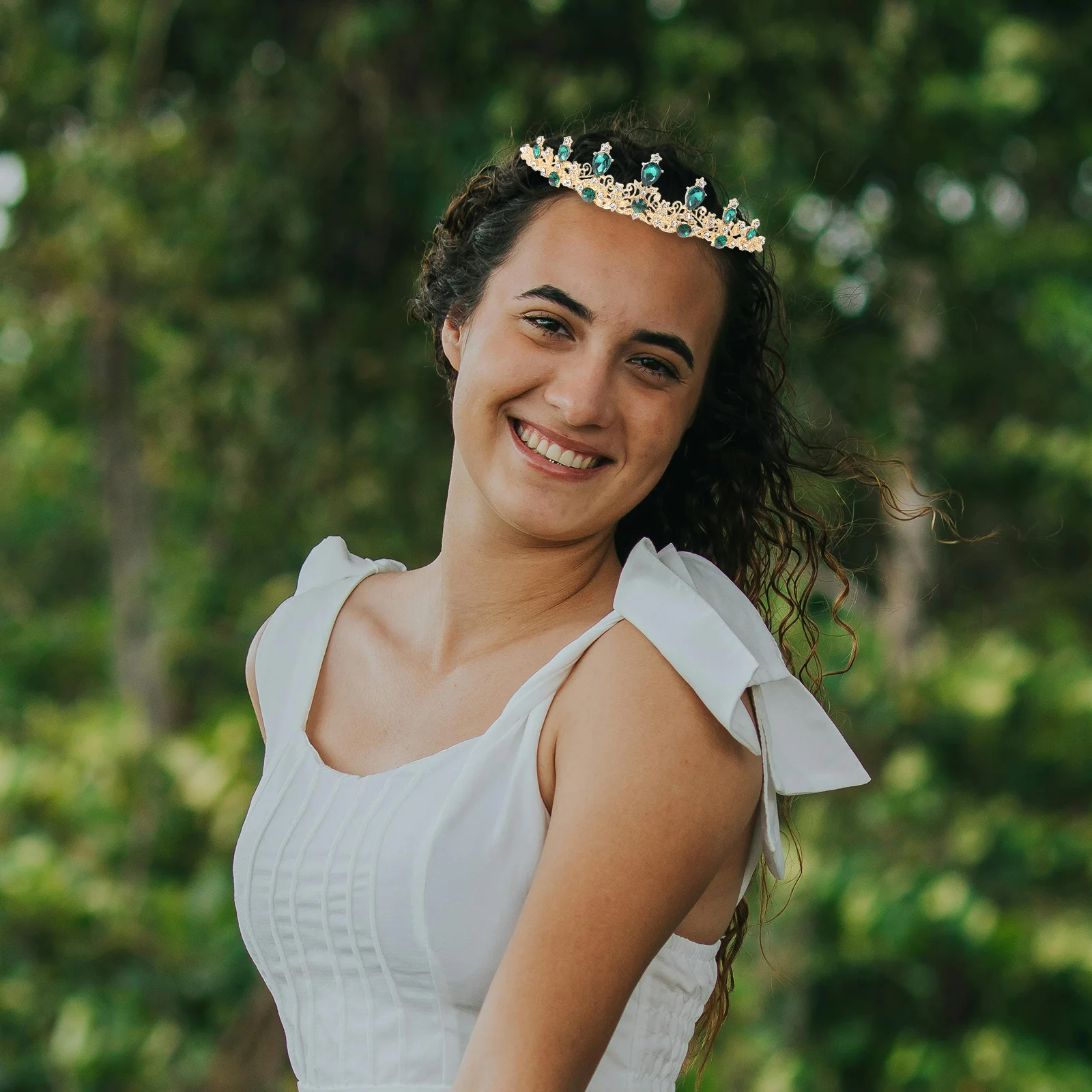 

Rhinestone Bridal Tiara Crown Headband Crystal Princess Wedding Hair Accessories Bride Hairpiece Party Rhinestone Hairband Green