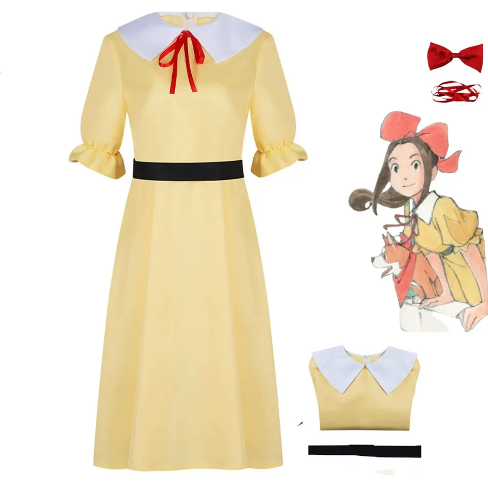 

Новый аниме «Звезда Парижа» в цветочной лозе, костюм для косплея, желтое платье с короткими рукавами, головной убор, женский милый костюм для вечеринки на Хэллоуин