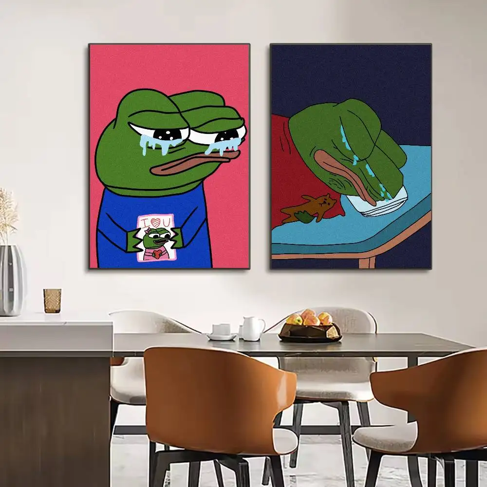 ملصق Sad Frog Pepe عالي الدقة على الحائط اللاصق المقاوم للماء وغرفة المعيشة المنزلية وغرفة النوم والديكور الجمالي