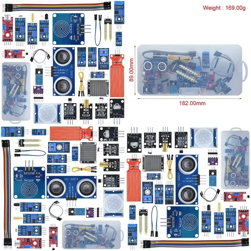 22-In-1 Sensor Module Kit for Learning Beginners Kit with Soil Moisture Microphone, Photosensitive Obstacle Avoidance