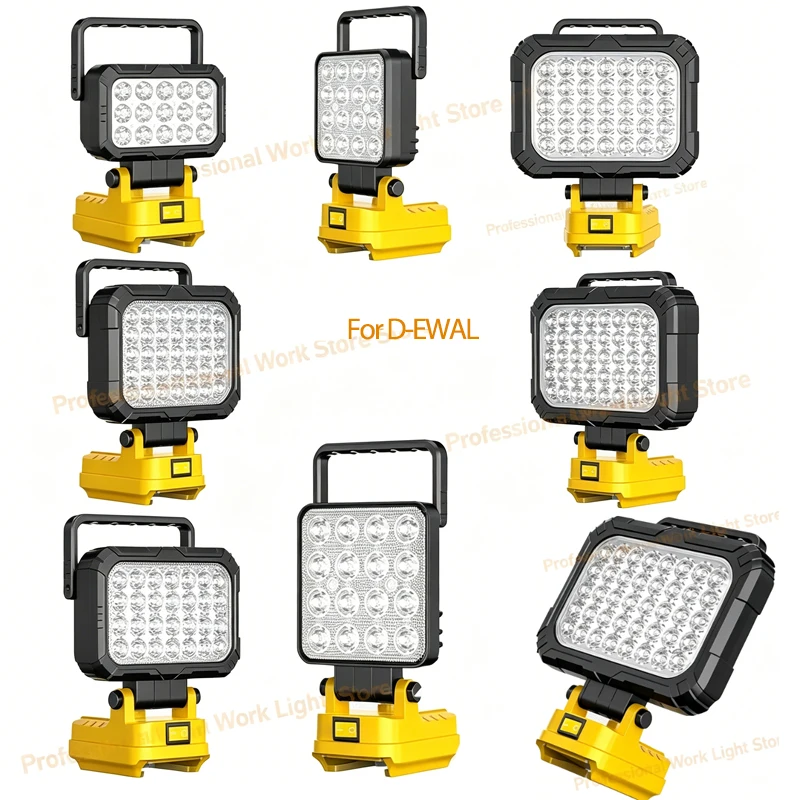 3/4/5/8-inch Work Light For D-ewalt 18V Lithium Battery Wireless LED Lights Compatible DCB204 DCB206 Portable Outdoor Flashlight