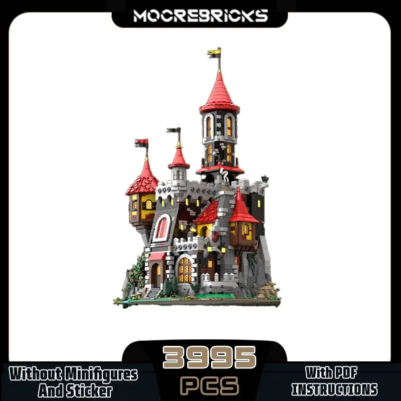 

City Medieval MOC Minifig Scale Modular Castle Building Blocks European Style Assembly Model Bricks Toys Christmas Gift