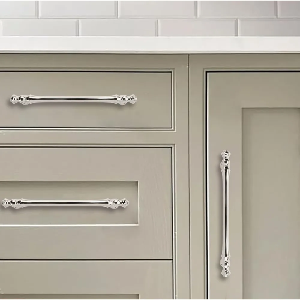 خزانة من النيكل المصقول مقاس 6-1/4 بوصة، 10 عبوات، أجهزة مطبخ حديثة، سبائك الزنك، مناسبة للخزائن والخزائن #3