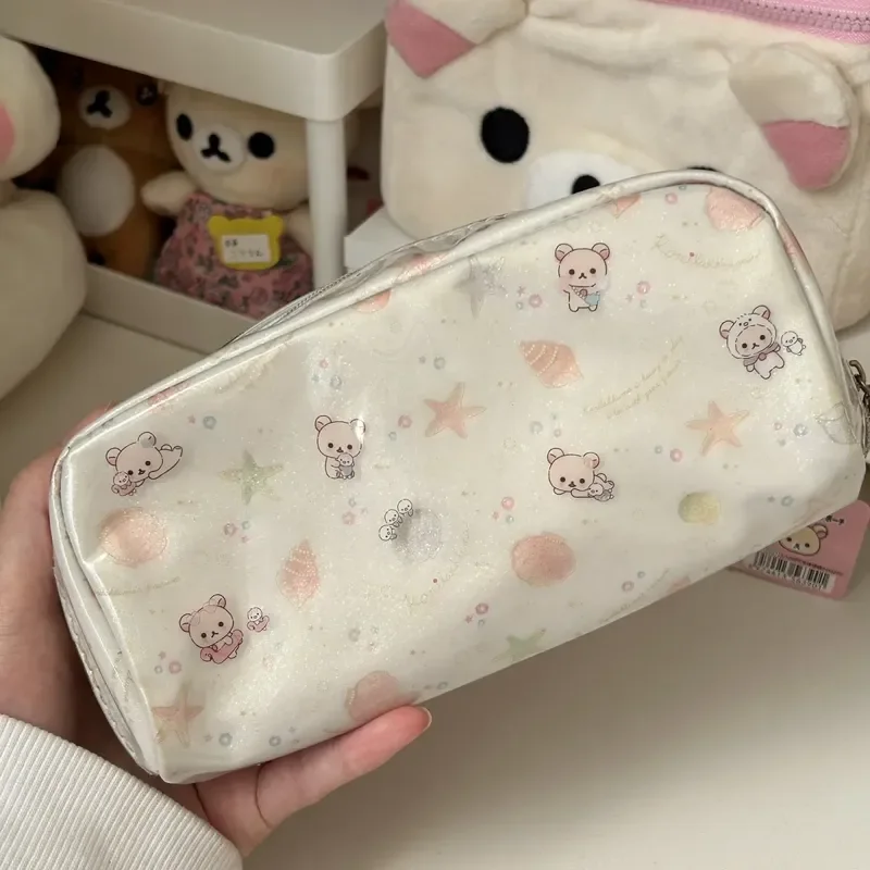 Kawaii Rilakkuma Dream Ocean Pencil Case Waterproof Pencil Pouch Storage Bag Cartoon Cute Pen Bag Student Stationery Gifts