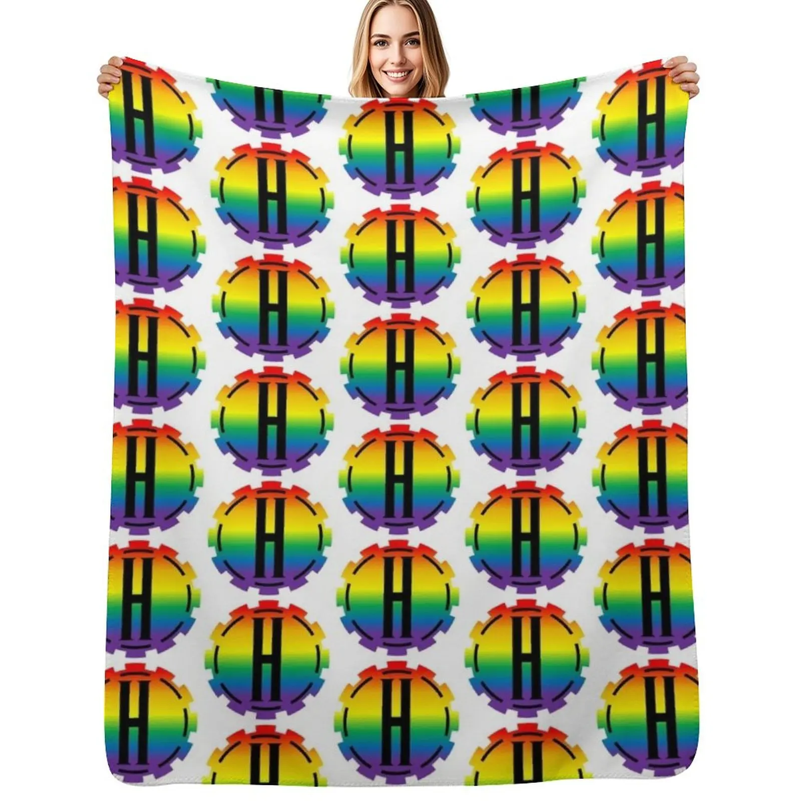 Hoctor Industries Pride Logo Throw Blanket Warm Accent Blanket for Living Room Decoration