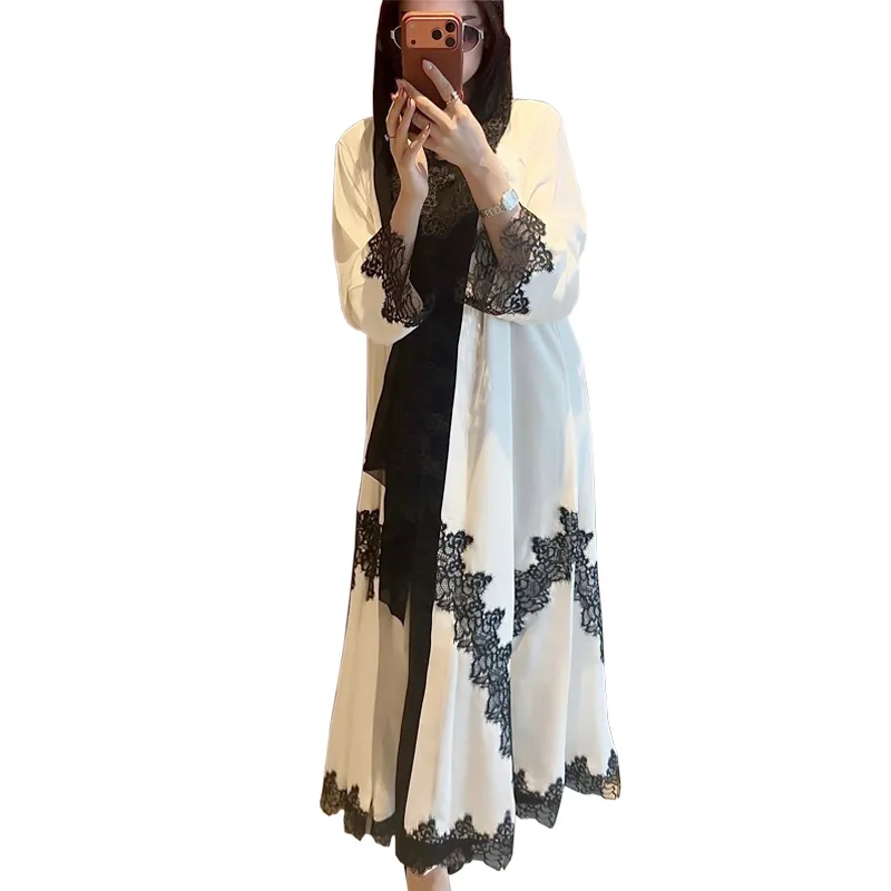 Abaya Lace Dress Women Eid Muslim Party Dresses Cardigan Robe Jalabiya Hijab Ramadan Abayas Morocco Dubai Kaftan Islam Vestidos
