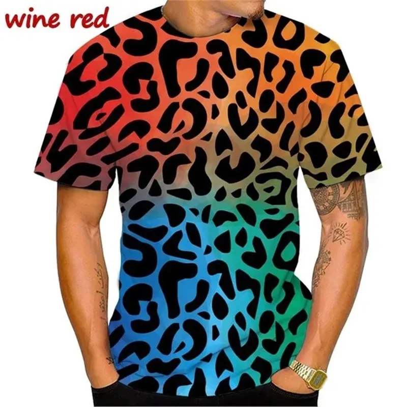 Fashion 3D Printed Leopard Pattern T-shirt Foe Men Round Neck Short Sleeve Men\'s Tee Tops Plus Size Streetwear Men T Shirts