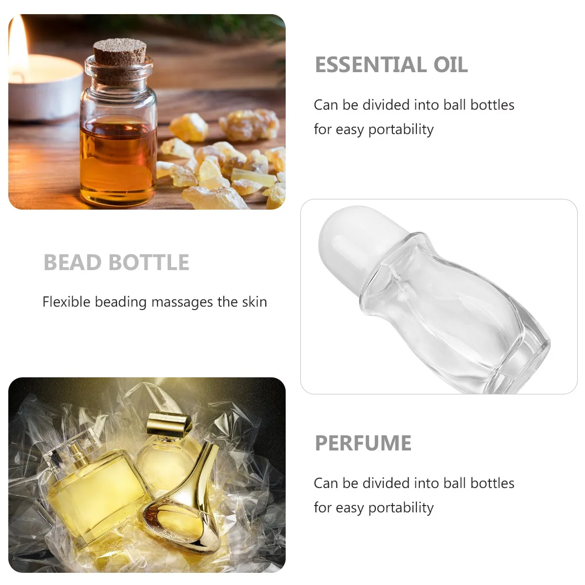 

5Pcs Roll-on Essential Oil Bottle White Glass Leakproof Portable Refillable Bottle for Travel Home Use Synthesis Oil Perfume