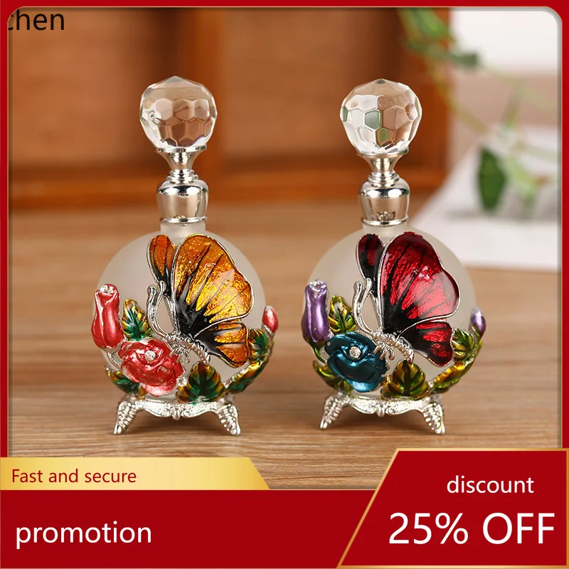 HXL Enamel Butterfly Round Ball Perfume Bottle Glass Bottle