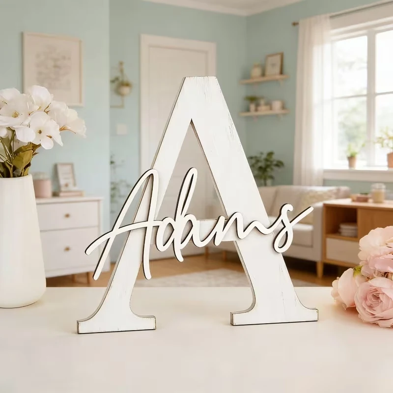 1pc Customized Double-layer Wooden Surname Brand, Customized Content for Home Decoration, Bedroom Wall Decoration, Holiday Gifts image 5