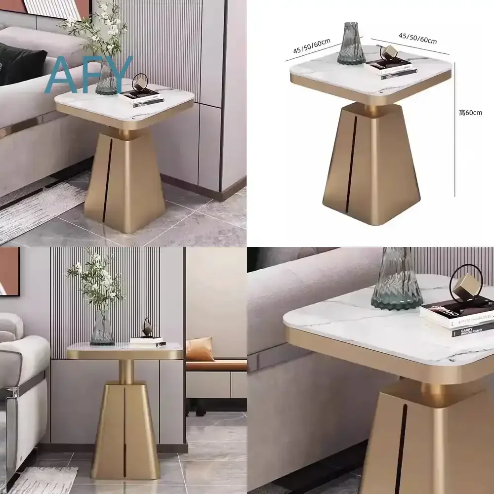 Simple Metal Side Table for Modern Living Room Bedroom Office Decor Luxury Square Glam End Table for Sofa Bed Desk Minimalist