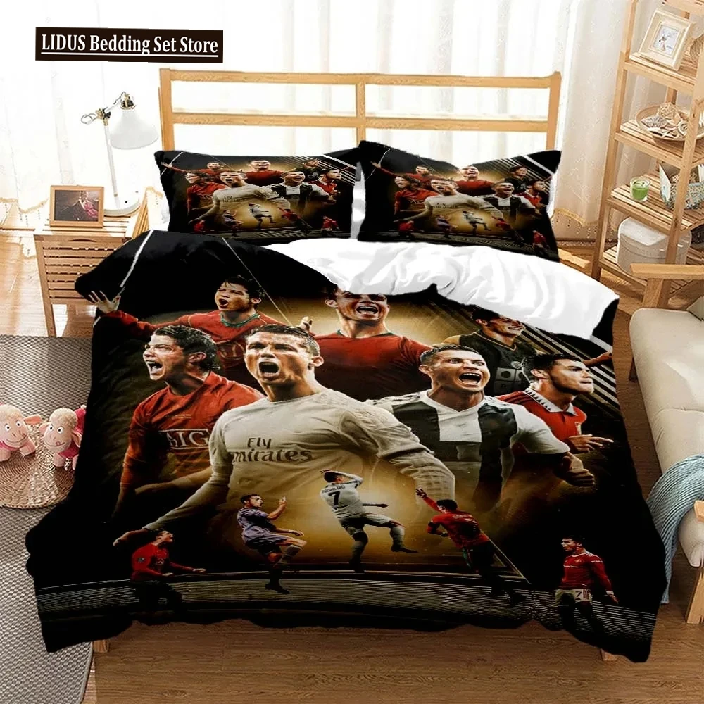 3D Print Football Star CR7 Bedding Set Boys Girls Twin Queen Size Duvet Cover Pillowcase Bed Adult Home Textileextile