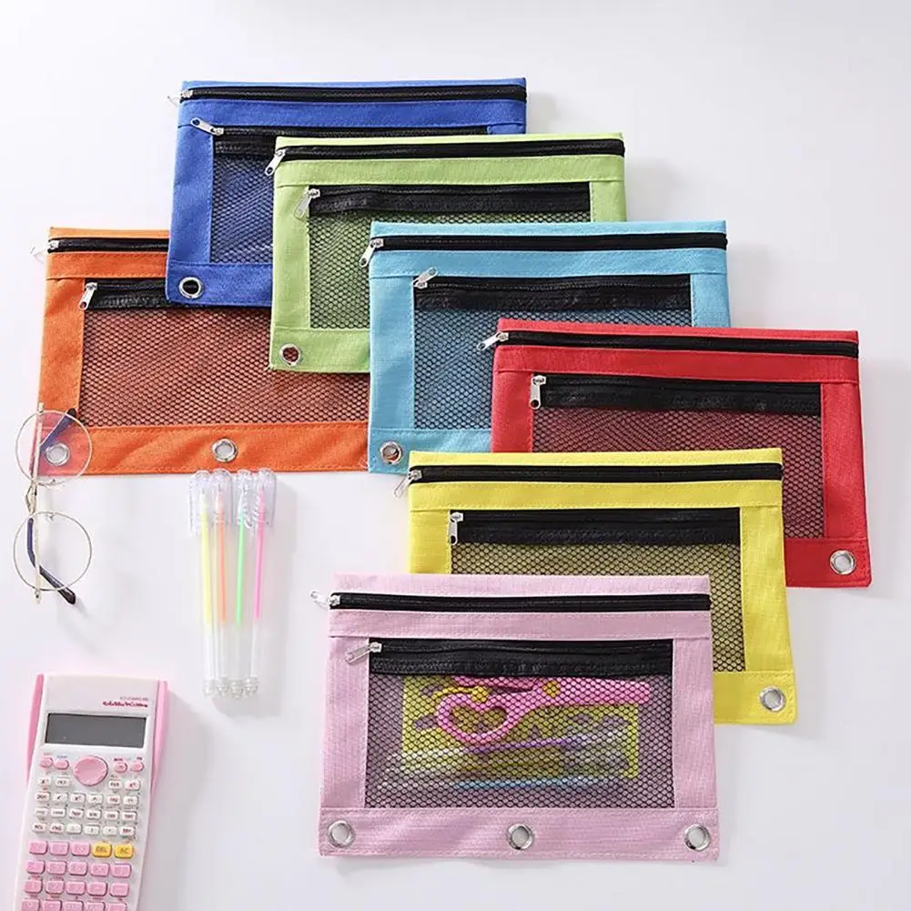 กระเป๋าดินสอหลากสีใส่ดินสอ POUCH pensil ความจุกระเป๋าใส่ดินสอตาข่ายมีซิปสำหรับโฮมโรงเรียนการจัดระเบียบสำหรับสำนักงาน