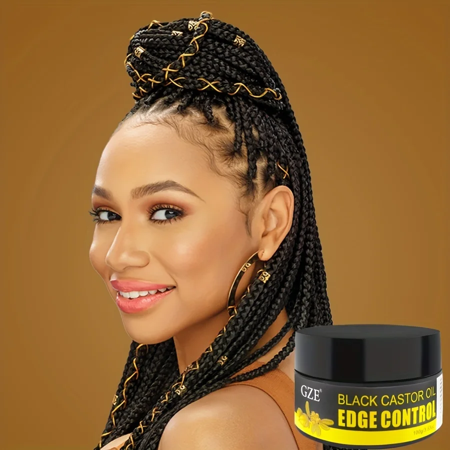 GZE African Black Castor Extra Hold Braid, Loc, Twist Gel, Tames Frizz & Edges, Coconut Oil Edge Control