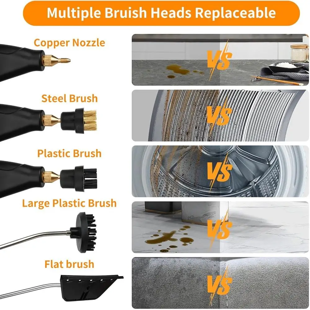 منظف بخار محمول متعدد الأسطح 105 ℃   منظف بخار محمول للتنظيف الطبيعي عالي الضغط مع شاشة تعمل باللمس وقابل للتعديل