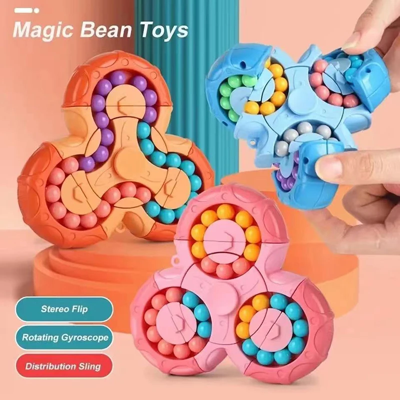 Montessori Rotating Magical Bean Cube Fingertip Toy Children Mind Brain Teaser Game Spinners Stress Relief Toys Boy Girl Gift