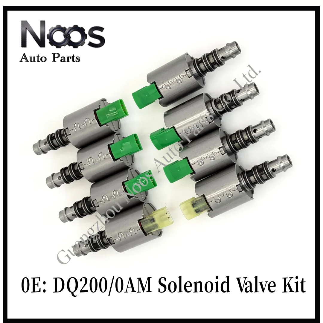 0AM DQ200 Automatic Transmission Valve Body Oil Pressure/Shift Solenoid Valve 8-Piece Set for Volkswagen, Audi, Skoda, and Seat