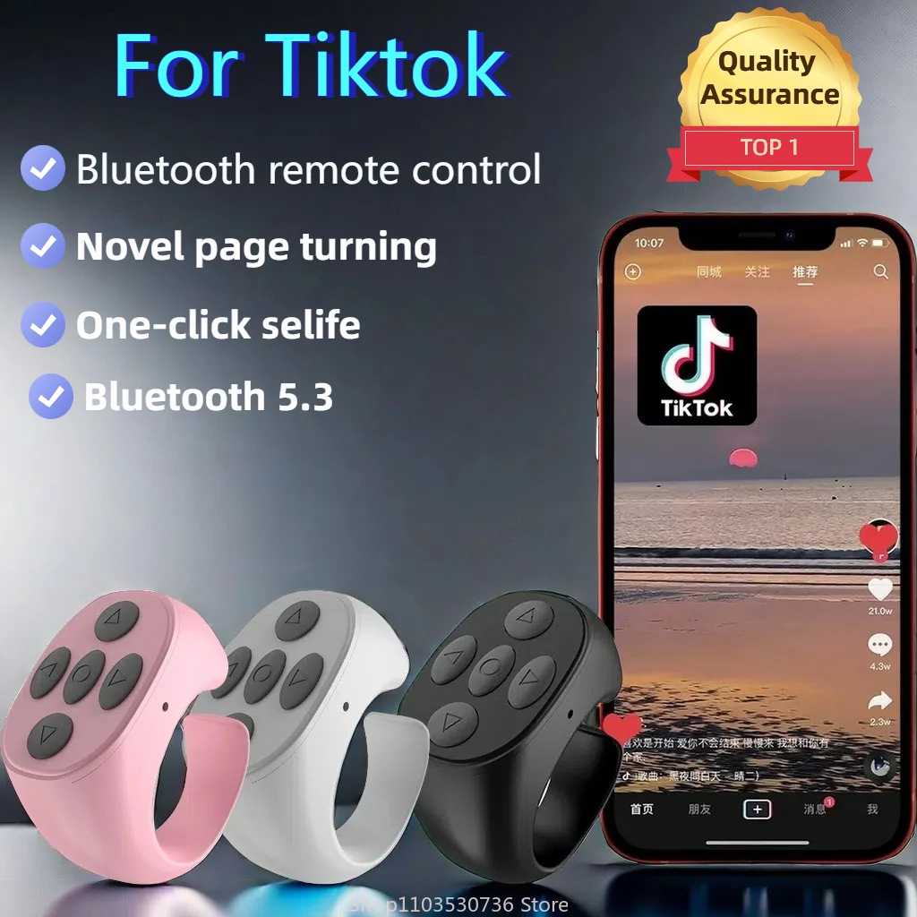 

2024 New Wireless Bluetooth Mobile Selfie Lazy Artifac Photo Turn Page Controller Tiktok Remote Control Ring Controller