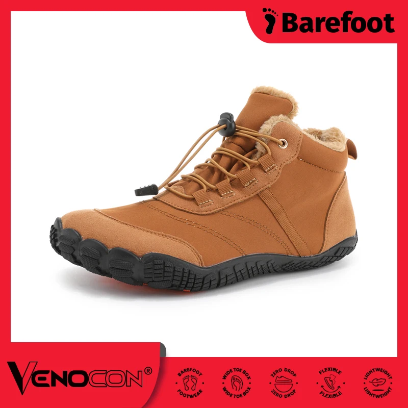 VENOCON PINGKEE Wide ToeBox Barefoot Casual Shoes Men Women Minimalist Winter Snow Thermal Feet Boots Sneakers Footwear Man