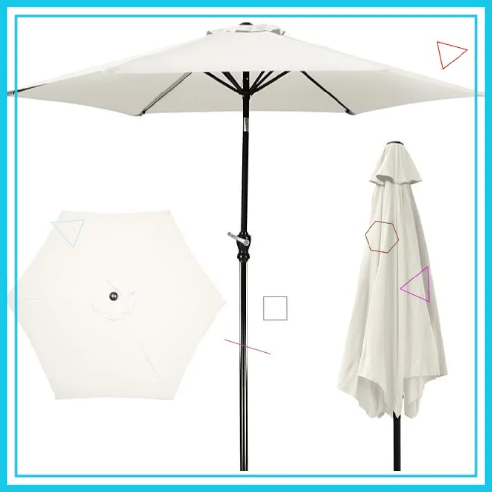 

Зонт для уличного патио длиной 9 футов с рукояткой и наклоном, водонепроницаемый, устойчивый к ультрафиолетовому излучению кремово-белый оттенок для столов