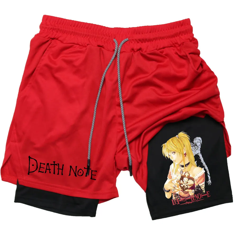 Summer Performance Shorts Anime Death Note Misa Amane Print Unisex 2 in 1 Beach Shorts Fitness Running Workout Short Pants Homme