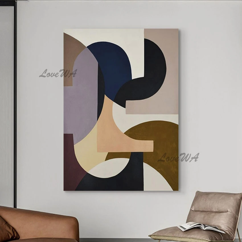 

Hotel Artwork Modern Abstract Acrylic Painting Geometry Shape Texture Design Wall Hand Picture Frameless Outdoor Wall Decoration