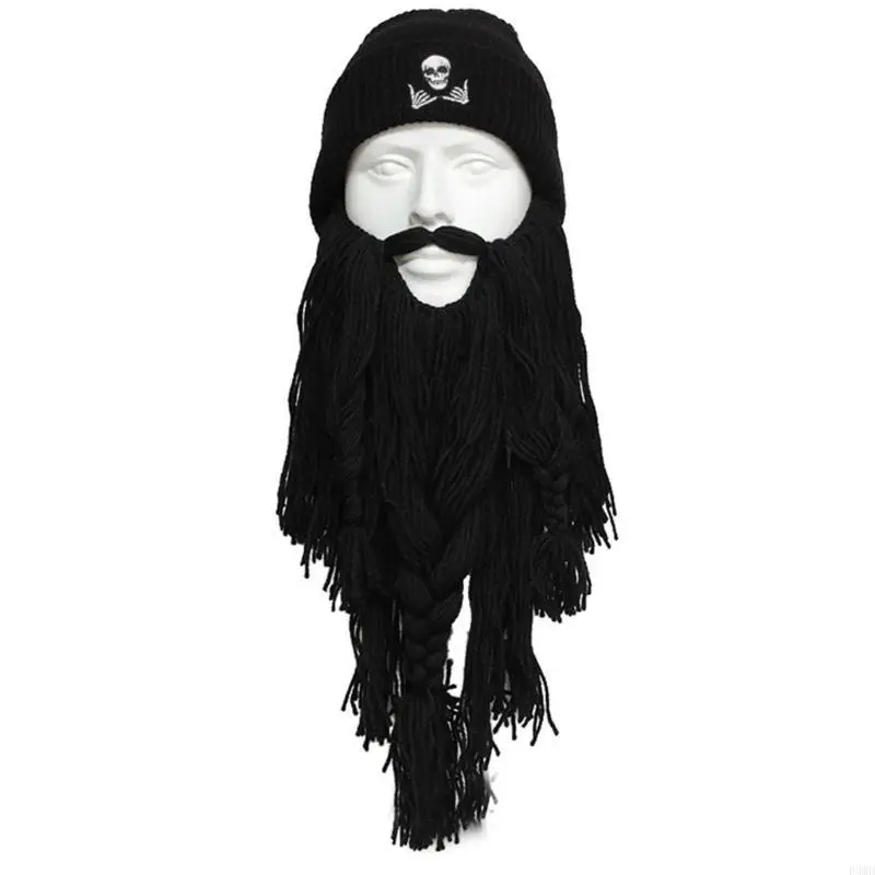 Elastic Beard Hat Winter Knit Balaclava Hat for Adult Kids Keep Full Face Cover Masquerade Theater Performances Supplies F3MD