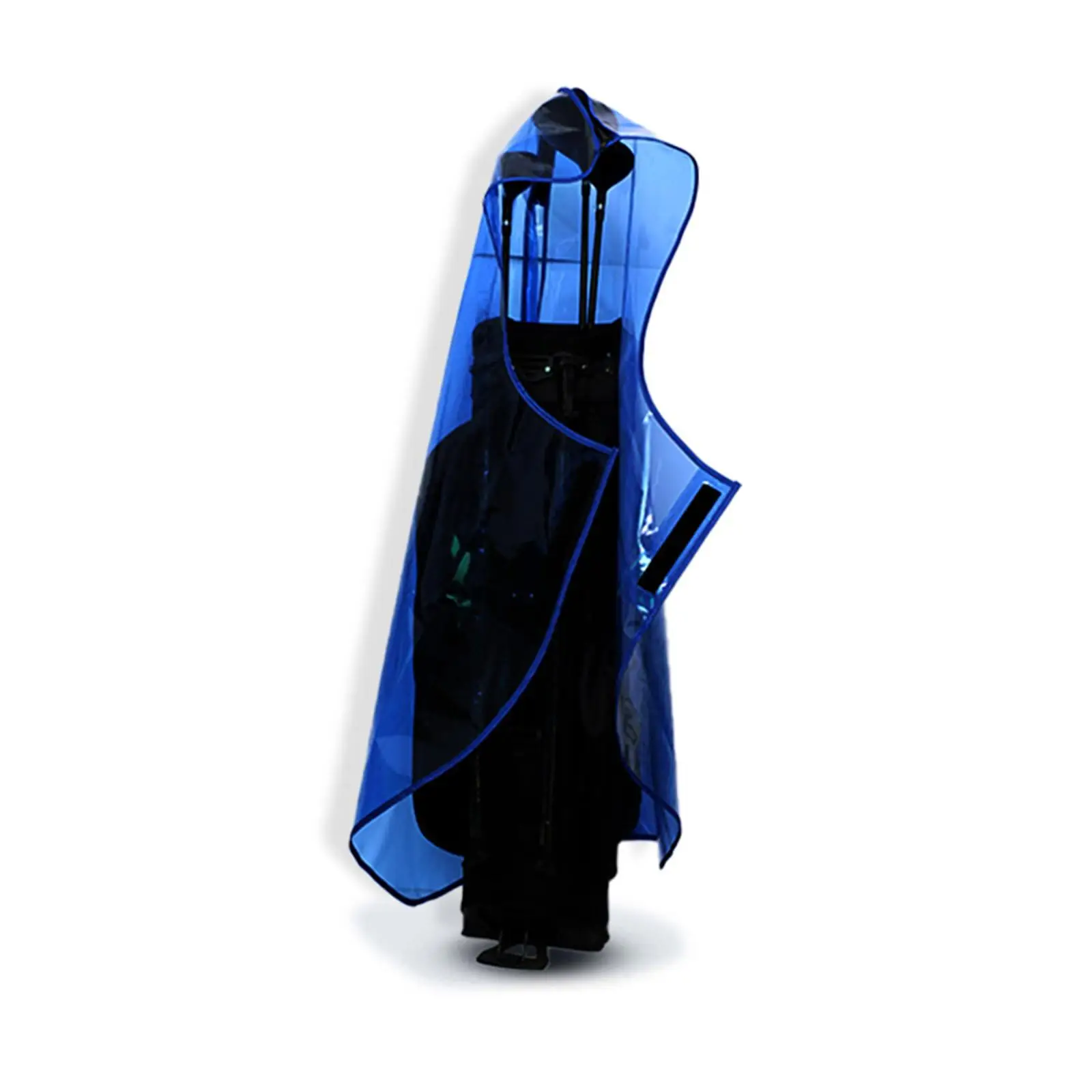 Golf Bag Cover Blue Transparent with Hood for Golf Push Carts Waterproof TPU