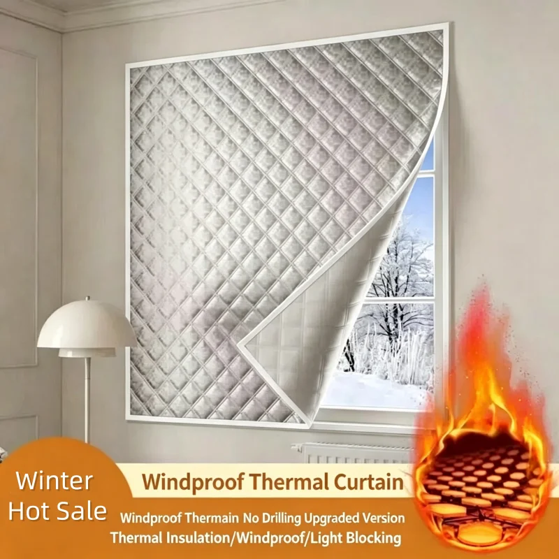 Upgraded warm cotton in winter to block cold air without drilling holes, thick windproof and cold proof curtains