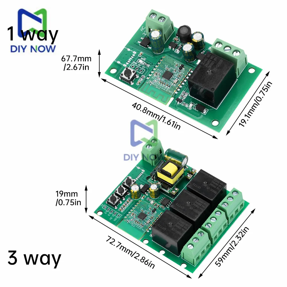 AC220V 1CH 2CH 3CH Bluetooth WIFI Smart Switch Relay Module Remote Control Switch Module EWL APP Connection