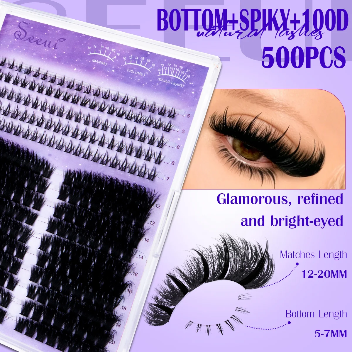 Wimpern-Cluster-Set D-Curl Wispy Wimpernverlängerungen Spiky Wimpern Untere Wimpern mit Kleber Anfängerfreundlich für Tägliches Tragen & Partys – Detail 2