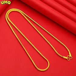 Plated 100% Real Gold 24k Pure Bangle Necklace Women 999 Pigment Chain Colored Bare Sweater Without Pendant Jewelry Gold Jewelry