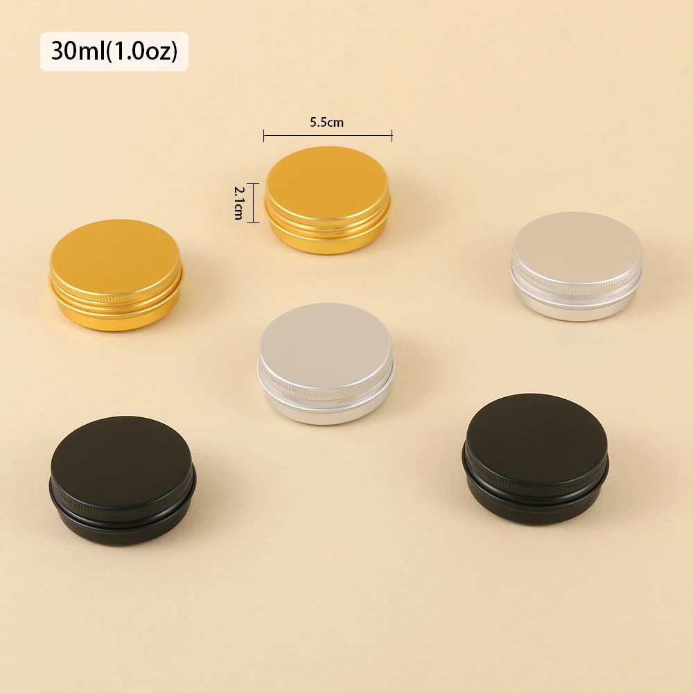 10pcs 30ml Aluminum Cans, Empty Aluminum Screw Lid Round Tin Container Bottles, for Lip Balm, Eye Shadow, Creams