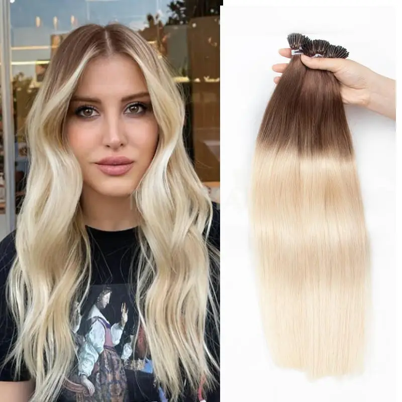 

Ombre Balayage T6-60 I Tip Hair Extensions Human Hair 20inch 50cm Blonde Brown 50g/pack Cold Fusion Hair Extension