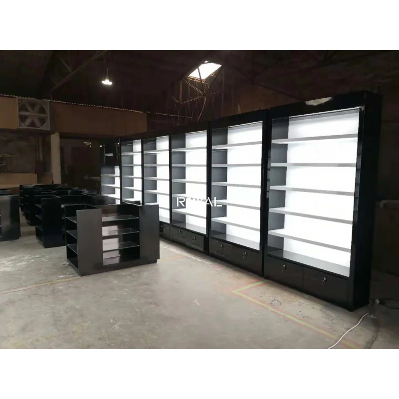 Estantes de exhibición de escaparate de mesa de exhibición de muebles de tienda de cosméticos de vidrio estable y duradero personalizados con cerradura en venta