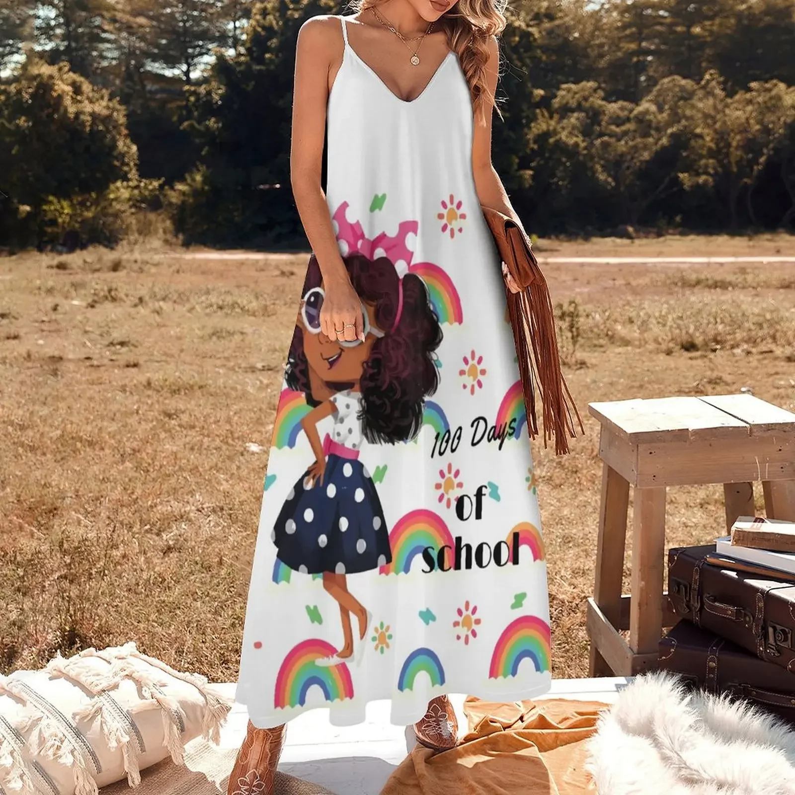 Adorable 100 Days of School Girls Dress - Perfect for the 100th Day of School Outfit Sleeveless Dress evening dress women