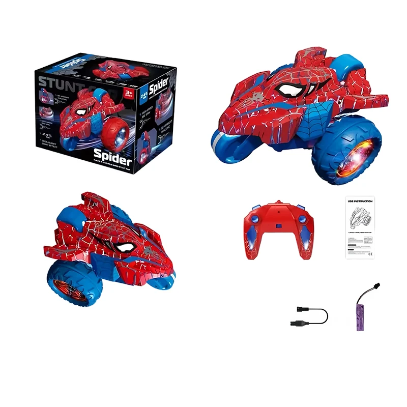Stunt RC Car - Remote Control Vehicle, 360° Rotating, LED Lights, Kids Toy, Indoor Outdoor Play