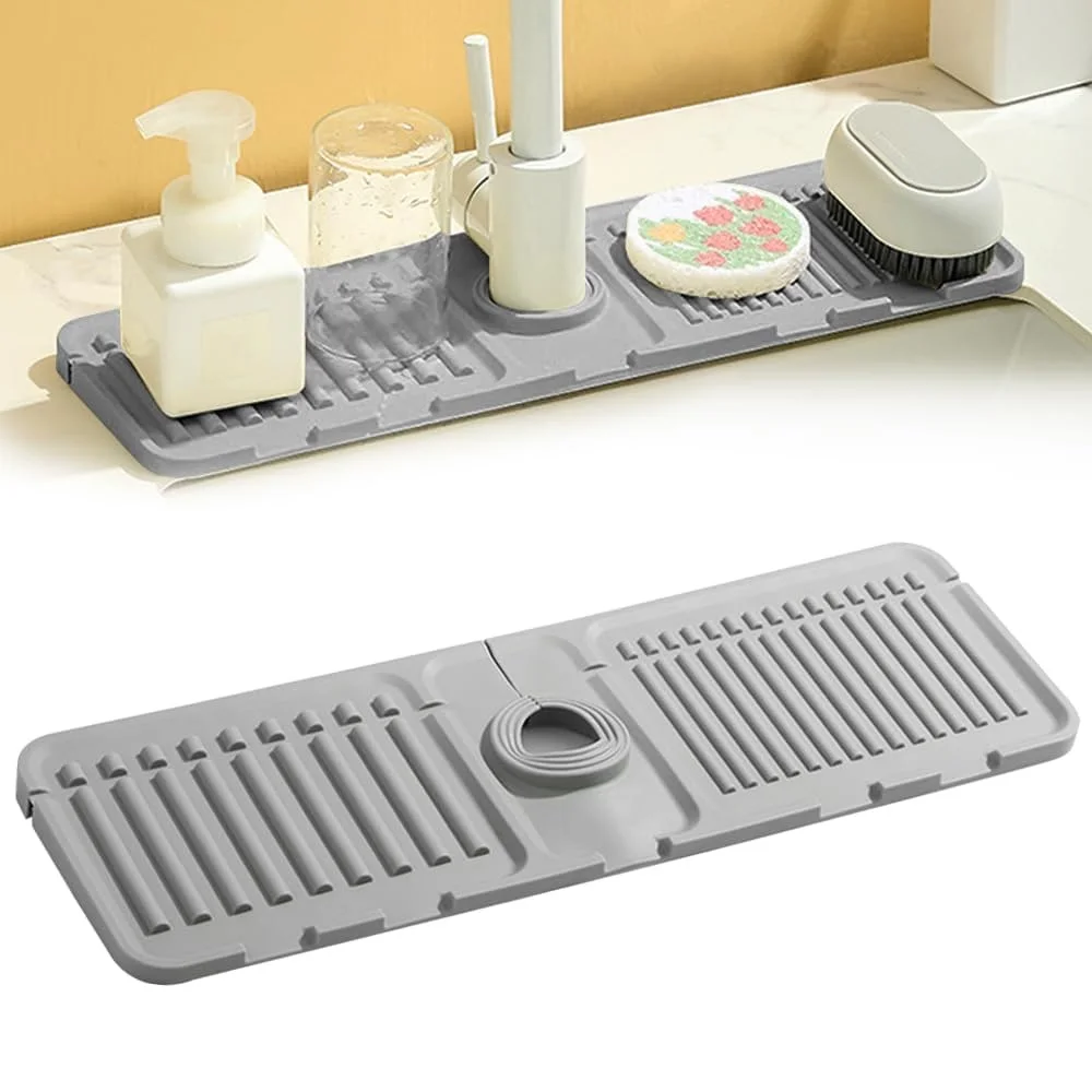 

Faucet Mat for Kitchen Sink, 2024 Upgraded Silicone Sink Splash Guard Gen Kitchen Draining Mat Fast Drying Stone Sink Tray