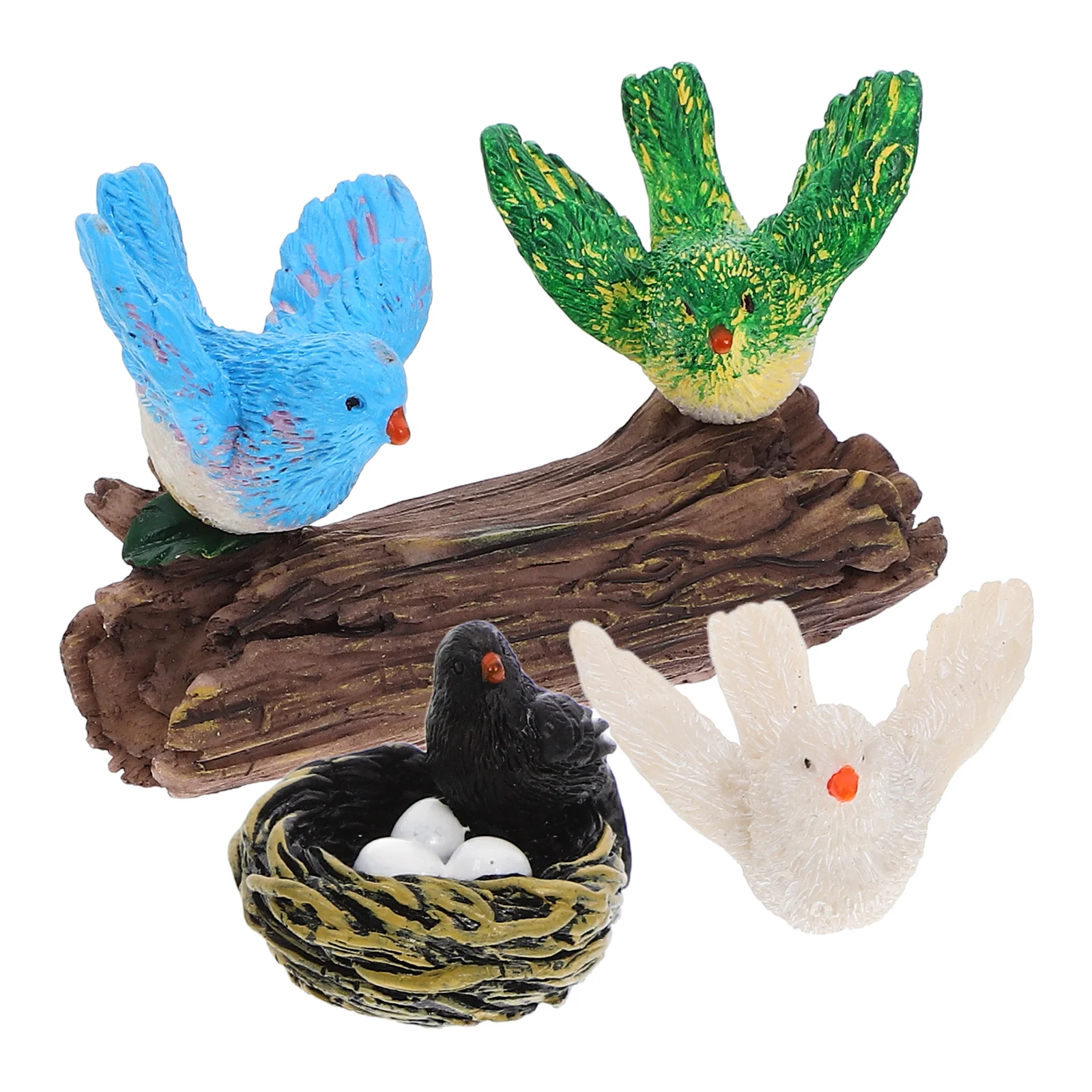 

5 Pieces Resin Birds Statue Cute Lifelike Decorative Adornment Mini Garden Decoration Artificial Bird Figurines Simulated Models