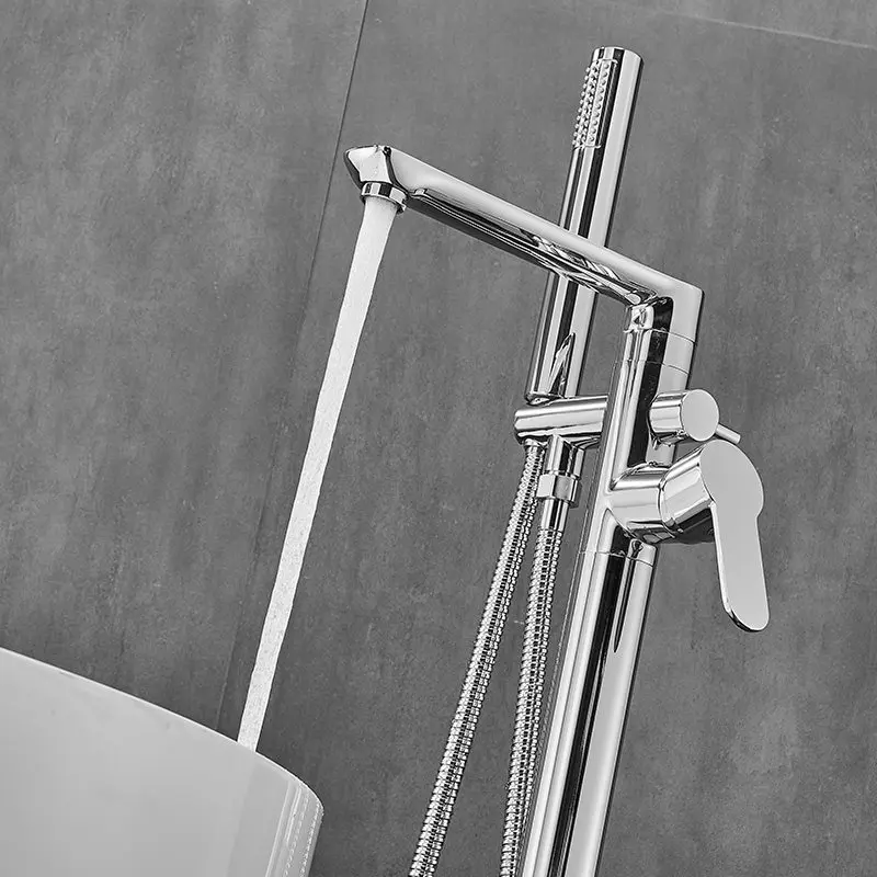 Floor-to-ceiling hot and cold faucet, tank edge bath, sitting vertical wall shower set, bath tub