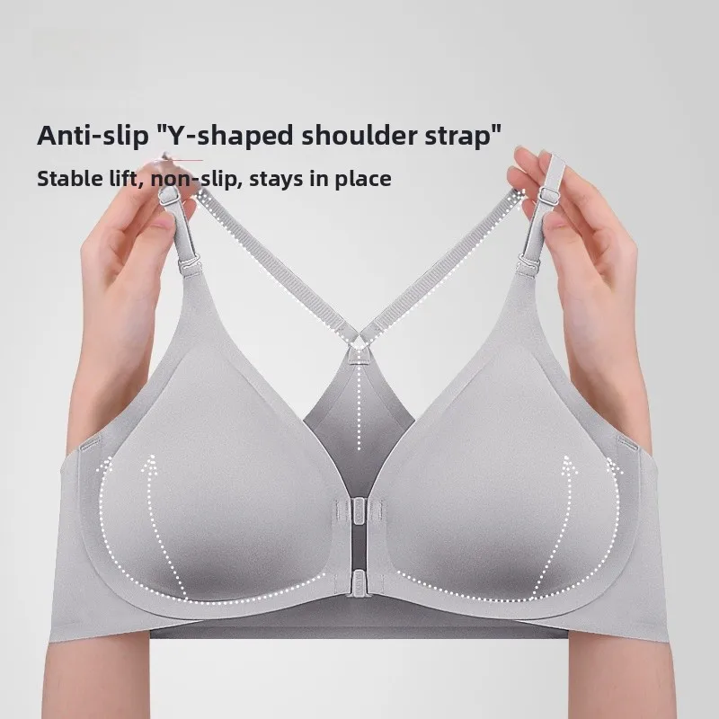 

Double Front Clasp Bra Women's Cross Strap Anti-Slip No Slip Shoulder Y Backless Underwear Comfortable Home Clothes
