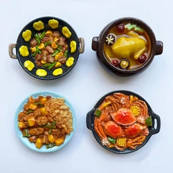 Hand-painted Large Plate Chicken Crab Spare Ribs Casserole 3D Fridge Magnets Souvenirs Refrigerator Magnetic Stickers Gift