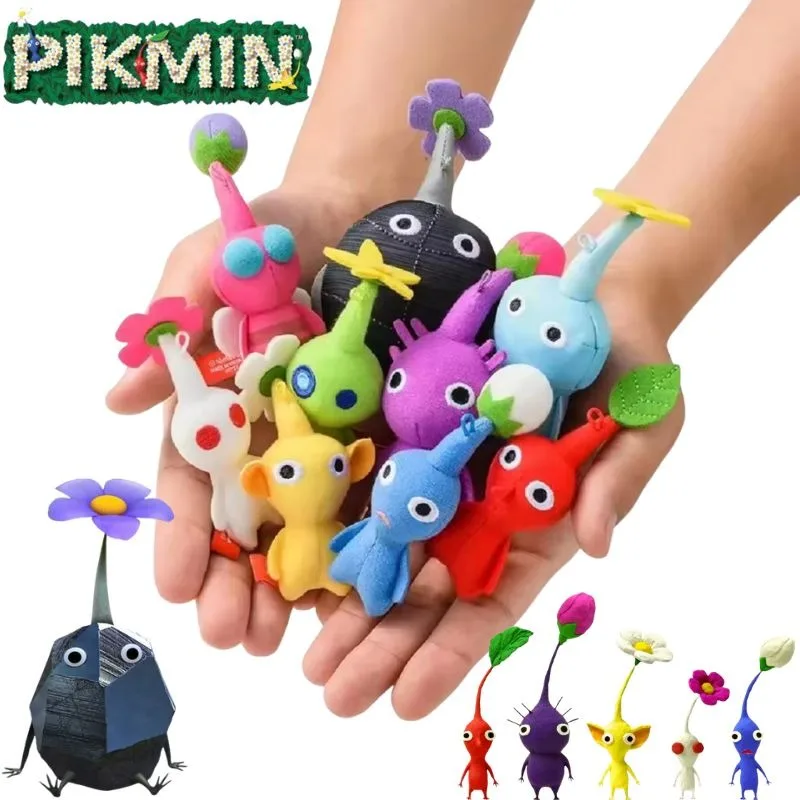-10cm Mini Plush Pikmin Doll Keychain Soft Stuffed Bag Charm Pendant Decoration Red Yellow Blue Multicolored Toys Hanging Gift